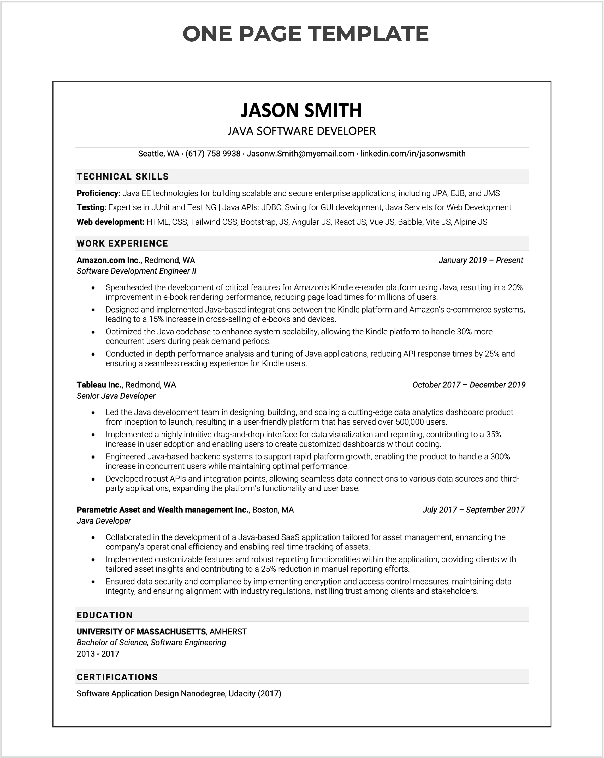 java developer resume